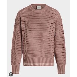 Varley Fox Knit Crew Neck Sweater In Rose Wood Rose Size Medium Cotton